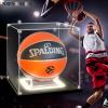 Nonemey Basketball Display Case with Colorful LED Lights, Acrylic Case with Stand, Black, 27 x 27 x 27 cm view 3