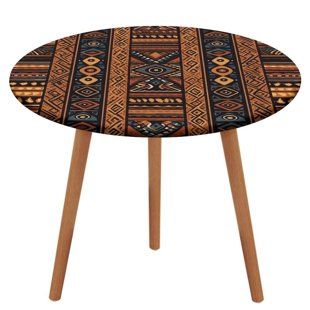 NWTRJ Round Waterproof Stretch Tablecloth, Traditional African Design