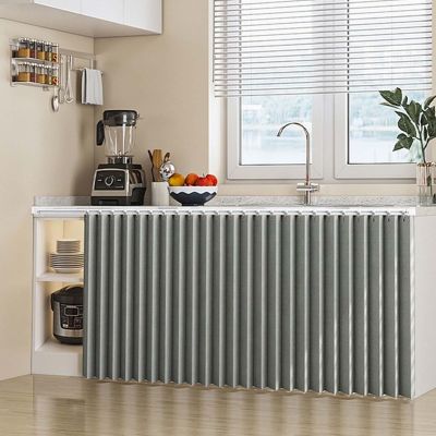 MTHGH Sliding Cabinet Curtain with Self-Adhesive Track, Blackout, Black, 60 x 50 cm