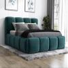 A&J MöbelLand DONA Upholstered Bed 120x200 cm with Storage, Slatted Base and Mattress, Mint Green view 1