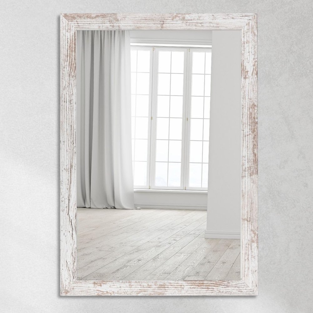 CLAMARO Neo Collage Wall Mirror 65 x 140 cm, Vintage White, 38 mm Wood Frame