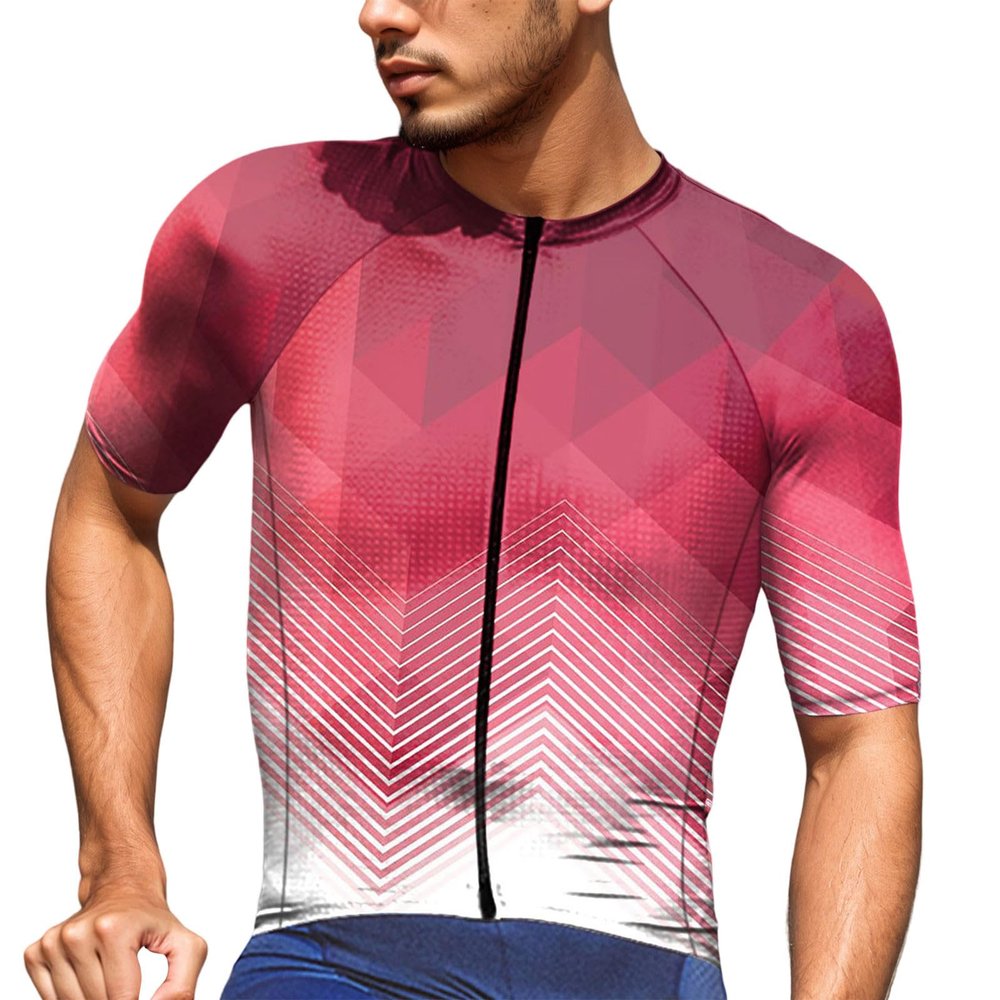 Caxndycing Men's Short-Sleeve Cycling Jersey, Colorful, Elastic, Breathable, Quick-Drying MTB Road Bike Shirt