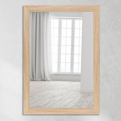 CLAMARO Neo Collage Wall Mirror 45 x 60 cm, Natural Oak, 38 mm Wood Frame