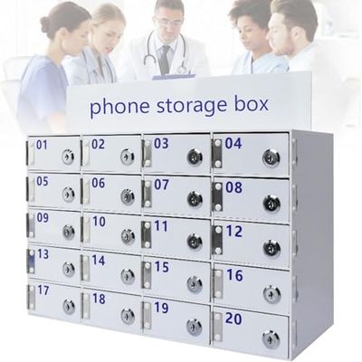 Wall-Mounted Cell Phone Storage Cabinet with Locks and Keys