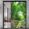 Static-Cling Frosted Window Film, Opaque, Heat-Regulating, UV-Blocking, Green Landscape Pattern, 40 x 160 cm view 2