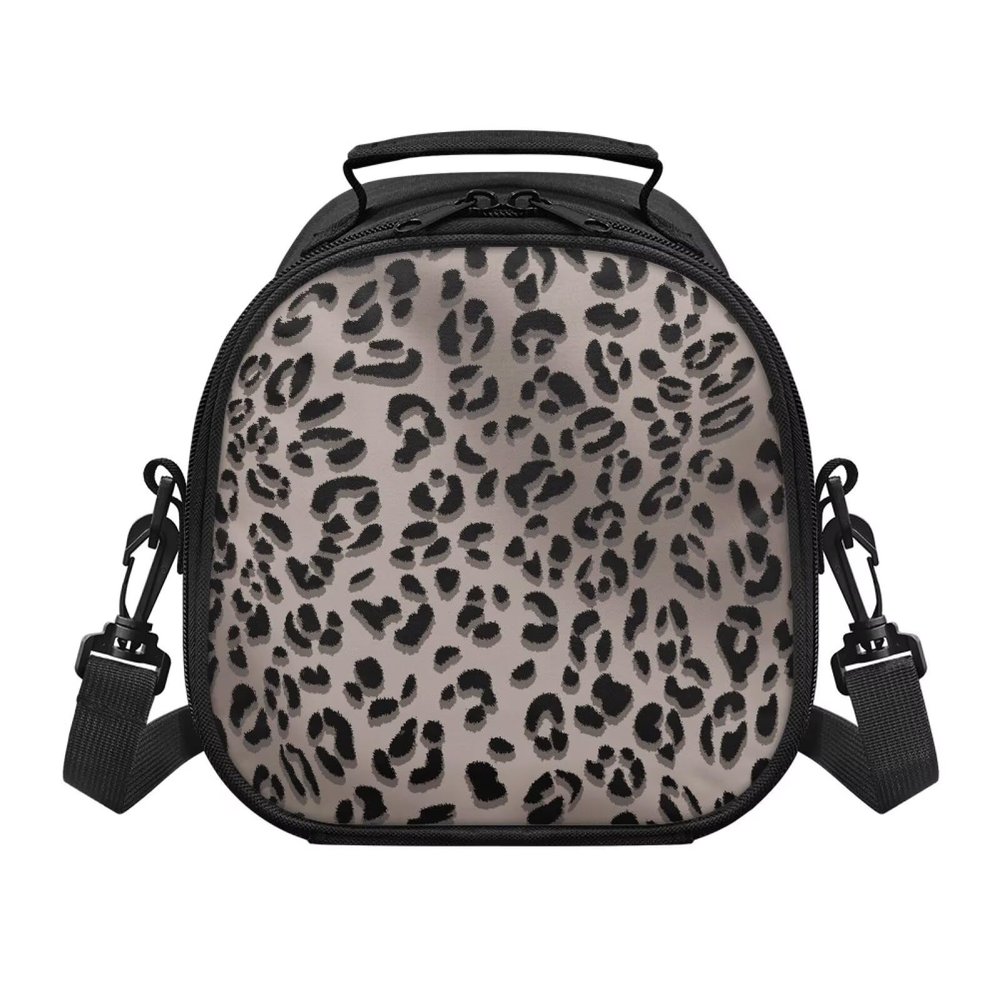 Dolyues Leopard Print Lunch Bag, Insulated Cooler Bag with Top Carry Handle and Adjustable Strap, Recycled Polyester for Fitness Enthusiasts, Protein Shakes, Active Women