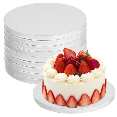 Holibanna 10-Pack Round White Corrugated Cardboard Cake Boards, Nonstick-Coated