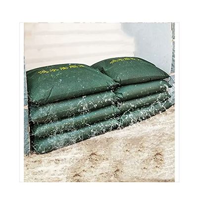 Generic Flood Protection, 10-Pack Sand-Free Self-Absorbing Flood Barrier Bags, Waterproof Canvas for Doorways and Garages (Green, 25 x 100 cm)