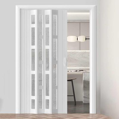 PVC Accordion Folding Door, Interior Sliding Room Divider, Shower Privacy Door Set, 60 x 203 cm, White