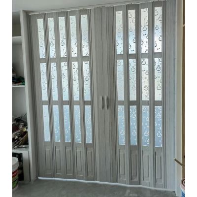 Accordion Door, 190–244.5 cm, PVC Bifold Room Divider, White, Acrylic Glass, Handles and Screws (144.8 × 228.6 cm)