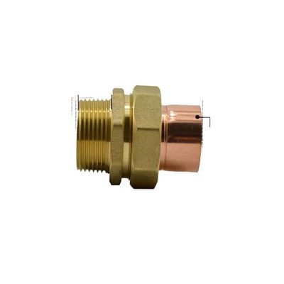 DN32 G 1-1/4 in BSPP Male x 35 mm Copper Inner Diameter Brass End-Feed Union Adapter for Water, Gas, and Oil