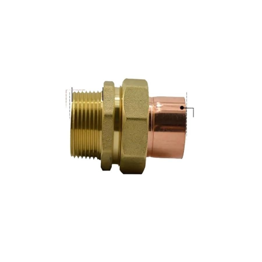 DN32 G 1-1/4 in BSPP Male x 35 mm Copper Inner Diameter Brass End-Feed Union Adapter for Water, Gas, and Oil