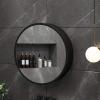 Dimmable Round LED Bathroom Mirror Cabinet, Wall-Mounted, Touch Control, Black, 70 cm view 4
