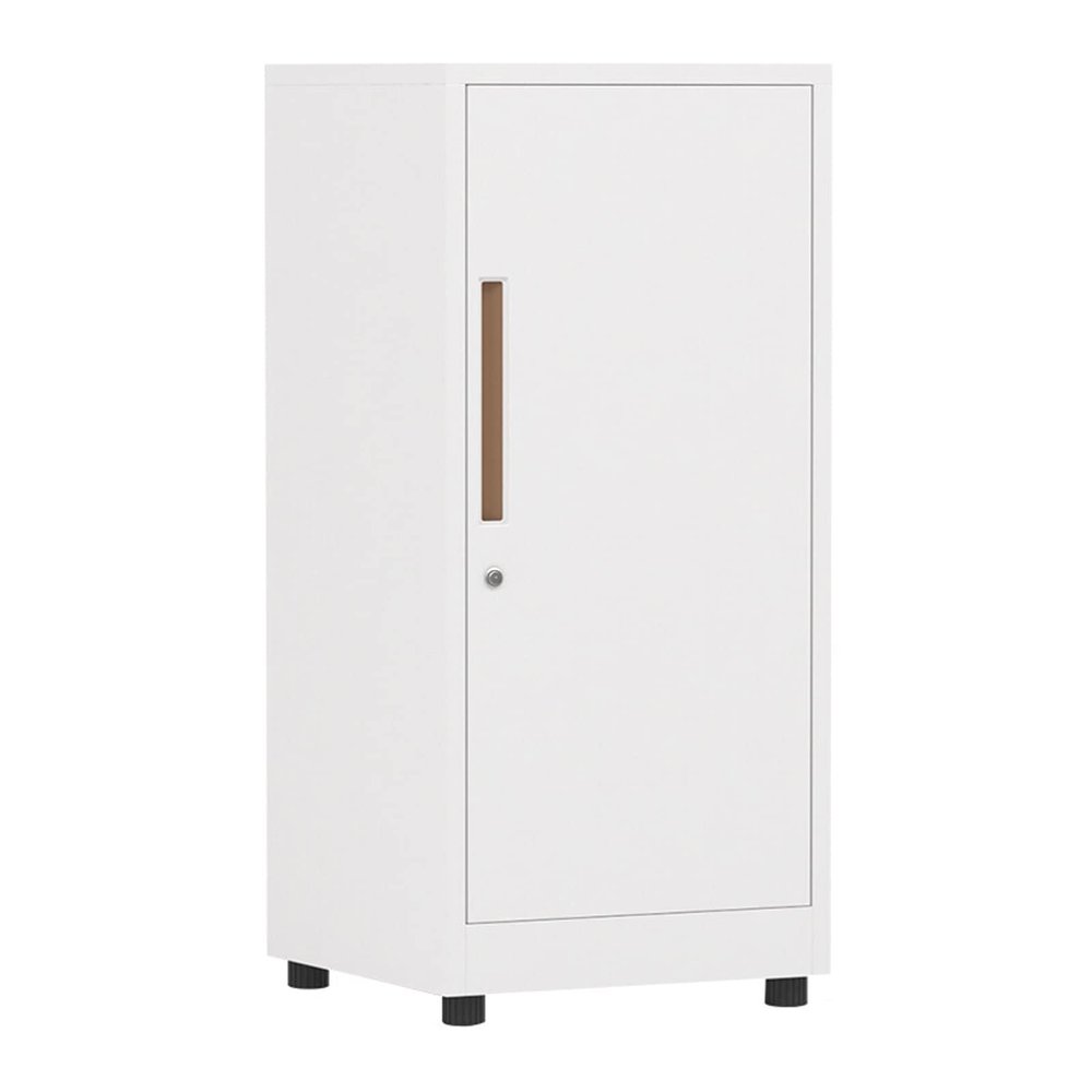 Slim Vertical Filing Cabinet with Lock for Home Office, Single-Door Storage, Modern White Design
