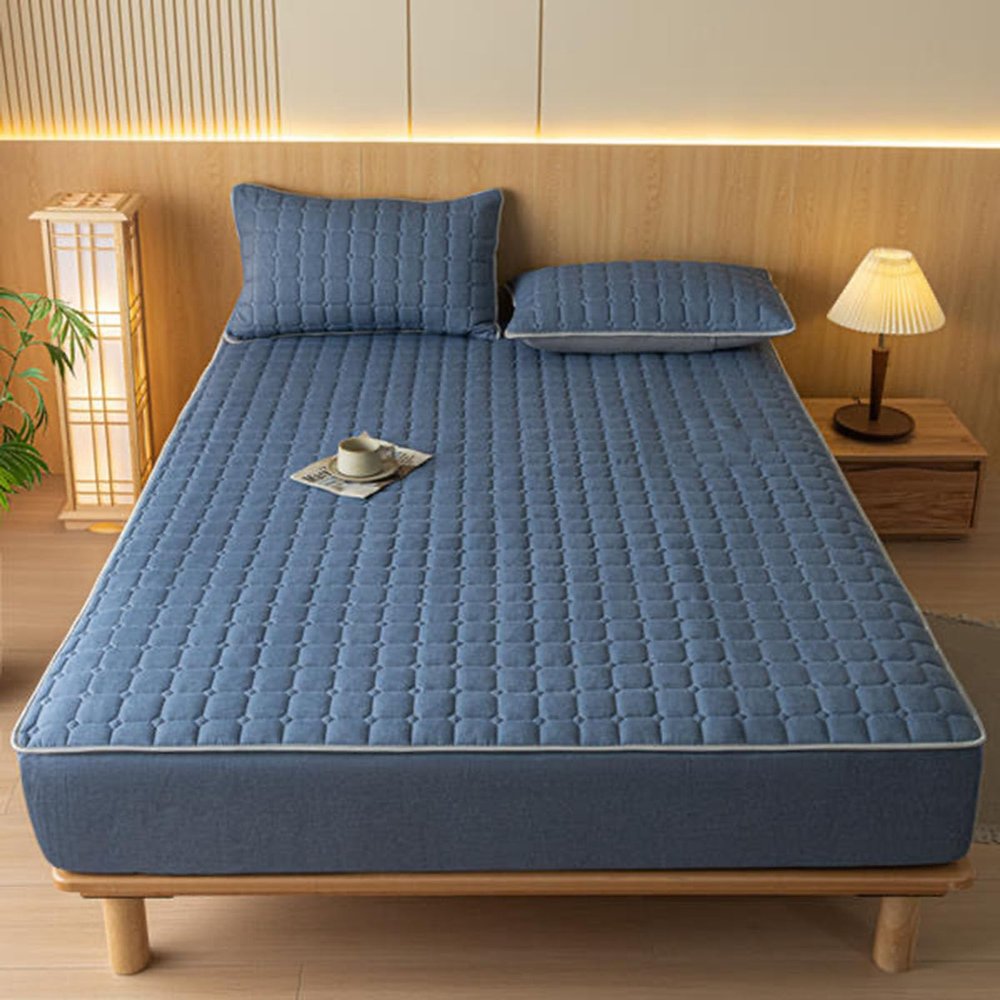 Quilted Mattress Protector for Double Bed, Hypoallergenic, 25 cm Deep, Elastic and Soft, 150 x 200 cm