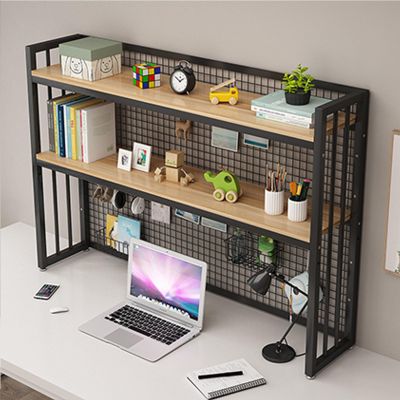 Multi-Tier Wrought-Iron Desktop Bookshelf with Grid, Black (85 x 24 x 89 cm)