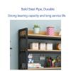 Multi-Tier Wrought-Iron Desktop Bookshelf with Grid, Black (85 x 24 x 89 cm) view 3