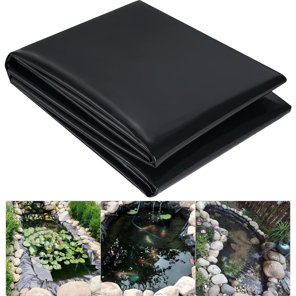 MARXAN Black HDPE Pond Liner, 0.13 mm/5 mil, Foldable Waterproof Fish Pond Membrane, 5 x 5 m