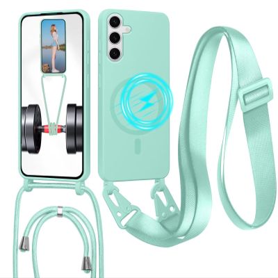 GoodcAcy Phone Lanyard Case for Samsung Galaxy A34 with Strap, Green