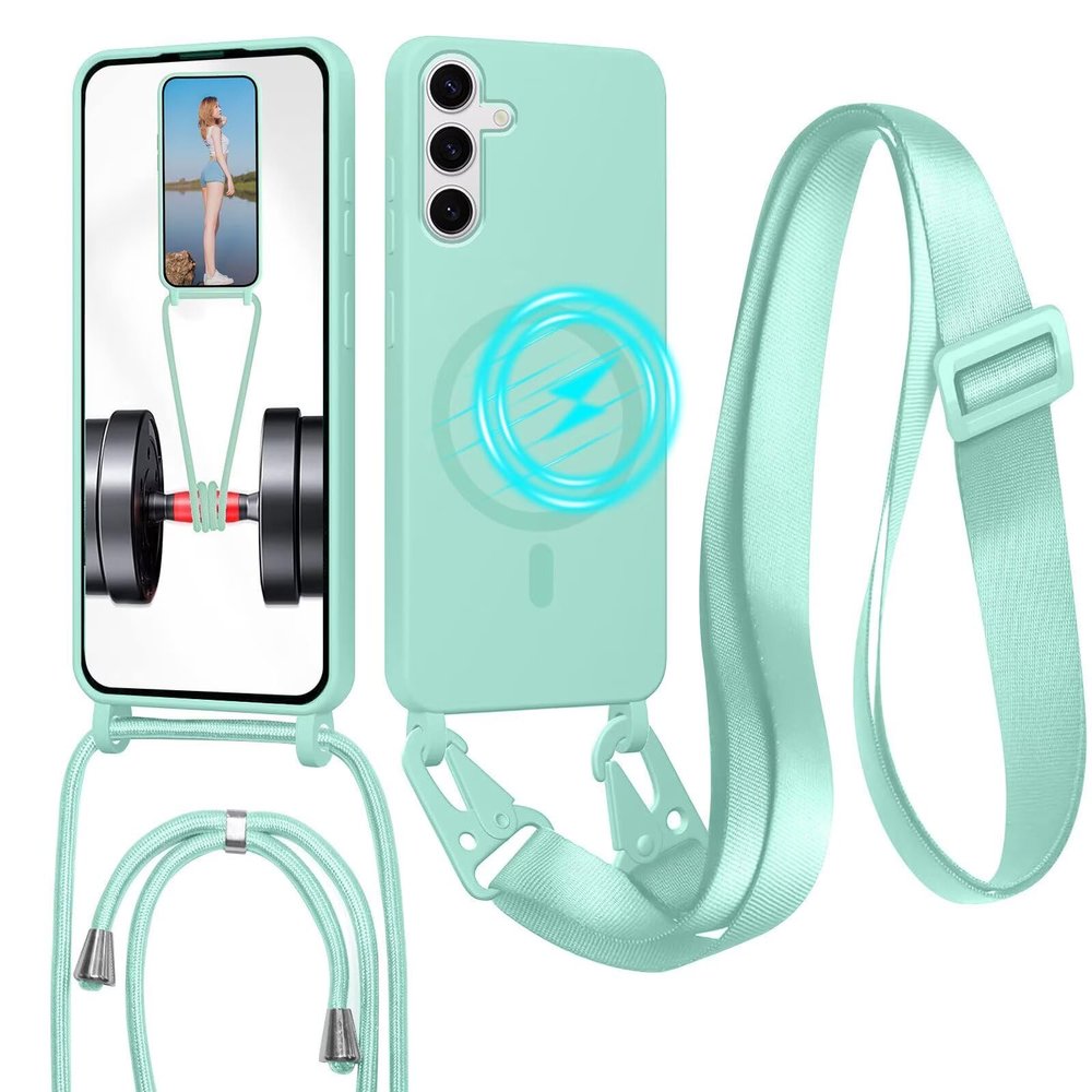 GoodcAcy Phone Lanyard Case for Samsung Galaxy A34 with Strap, Green