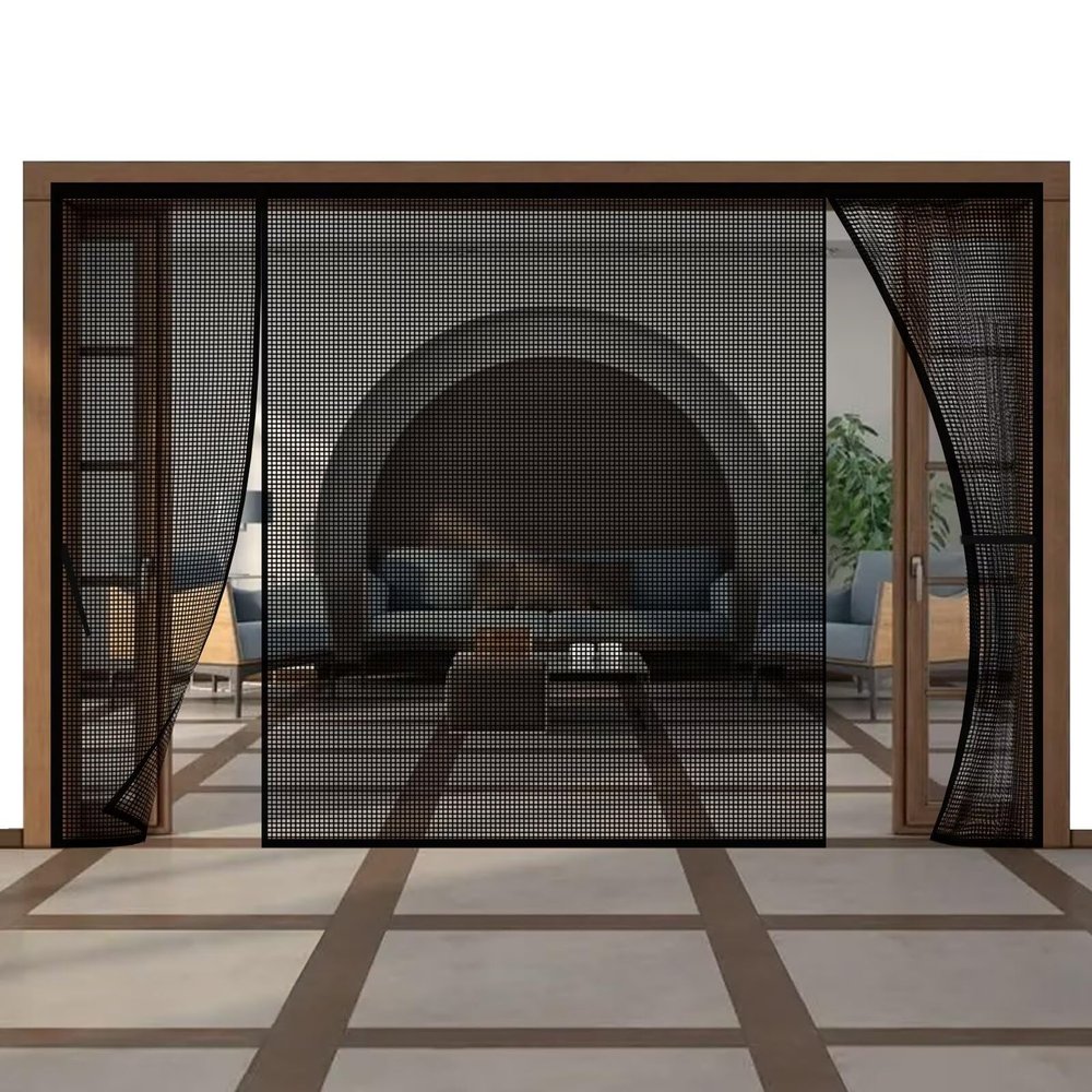 Black Magnetic Insect Screen Door, 295 x 205 cm, No Drilling