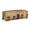 Fall Country Barn Leather Pencil Case with Smooth Zipper, Gold view 1