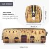 Fall Country Barn Leather Pencil Case with Smooth Zipper, Gold view 3
