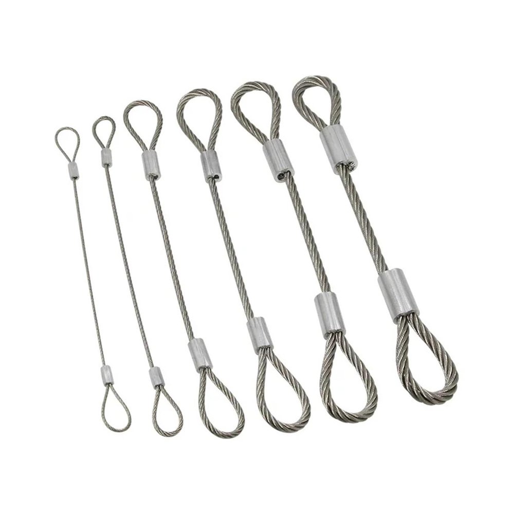 LYCCS 304 Stainless Steel Wire Rope, Crimped Aluminum Ferrule, Double-Clip Lock, 15 mm Diameter (5.0 m, 4 mm Diameter)