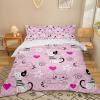TKCQX Pink Cat and Flower Bedding Set, 135 x 200 cm view 3
