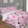 TKCQX Pink Cat and Flower Bedding Set, 135 x 200 cm view 4