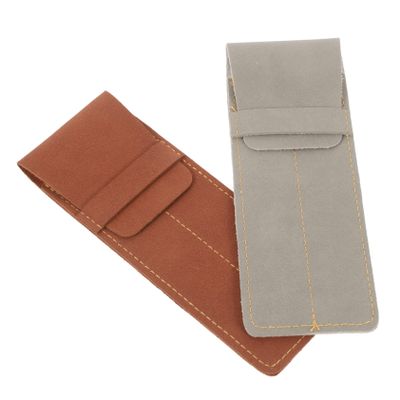 Holibanna 2-Pack Leather Pen Sleeves, Elegant Pen Cases for Fountain and Ballpoint Pens, Portable, Dust-Resistant, Easy to Insert, Random Style