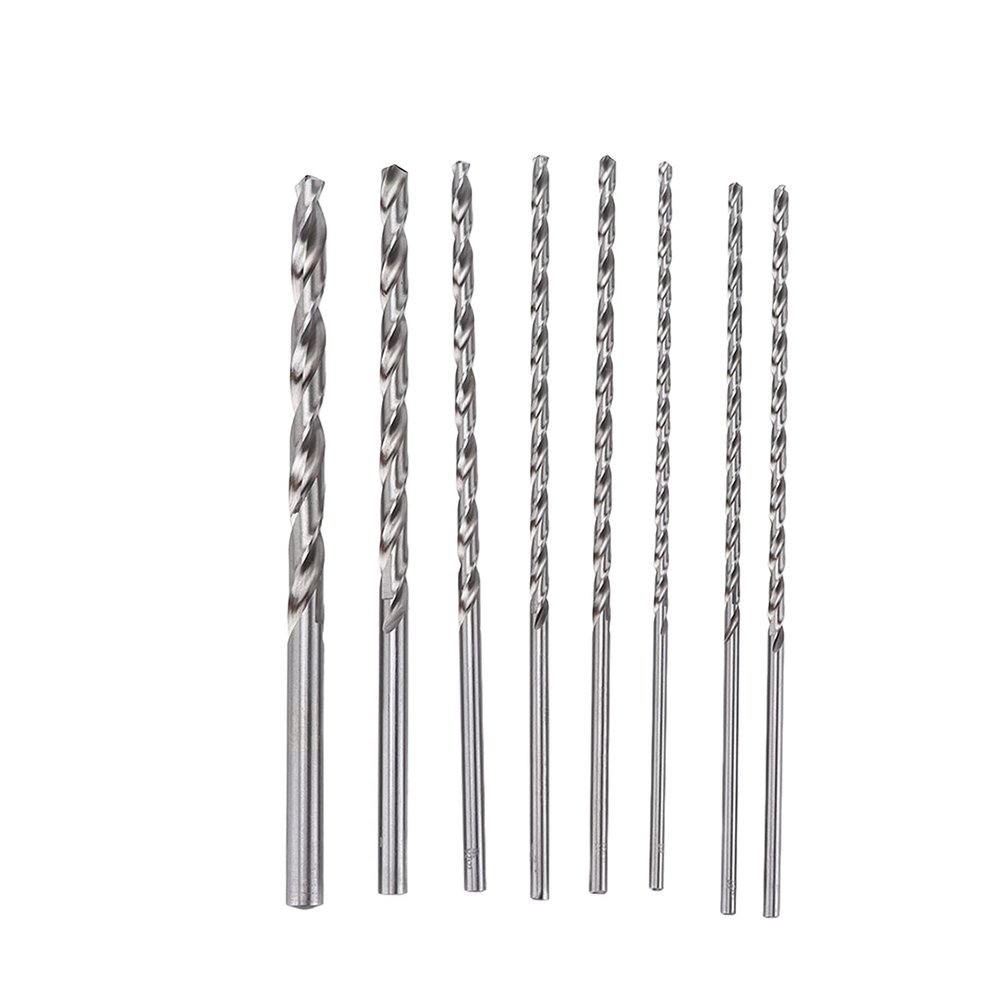 Extra-Long 200 mm HSS Twist Drill Bit Set, 8-Piece