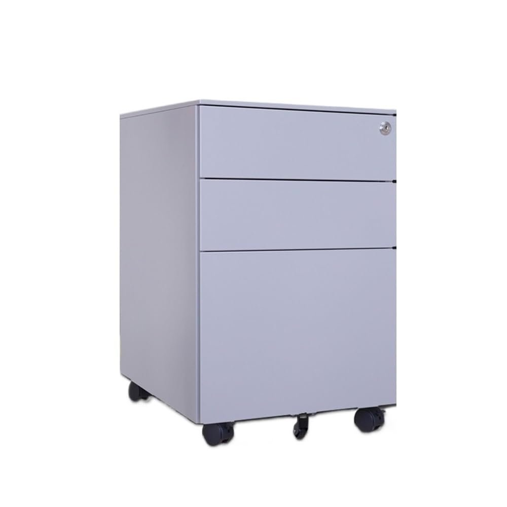 Lizhuzhuzs28 Mobile Steel Filing Cabinet, 3-Drawer Under-Desk Storage Cabinet, Gray