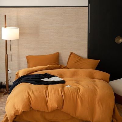 Ultra-Soft Cotton-Linen Bedding Set, 3-Piece, Solid Color 5, 220 x 240 cm