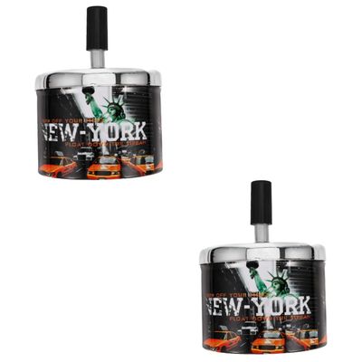 Amosfun 2-Pack Round Metal Ashtrays with Swivel Lids