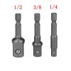 3-Piece CR-V Steel Socket Adapter Set, 1/4, 3/8, 1/2 in Hex Shank view 2