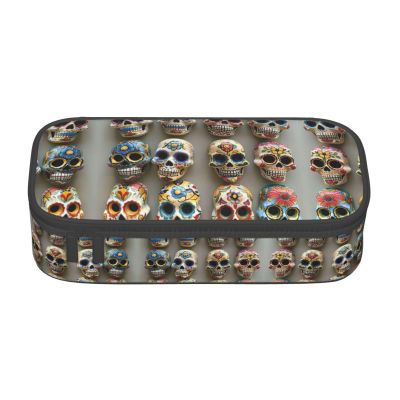 ETASUIOL Skull Pencil Case, Large Capacity, Black, One Size
