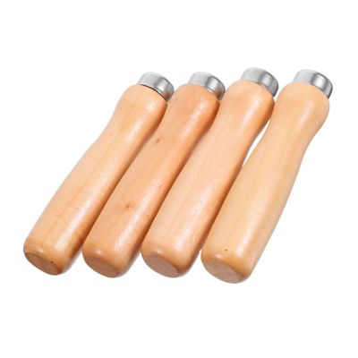 WHAMVOX 4-Piece File Handle Set, 4 mm Ergonomic Wooden Handles with Comfortable Grip
