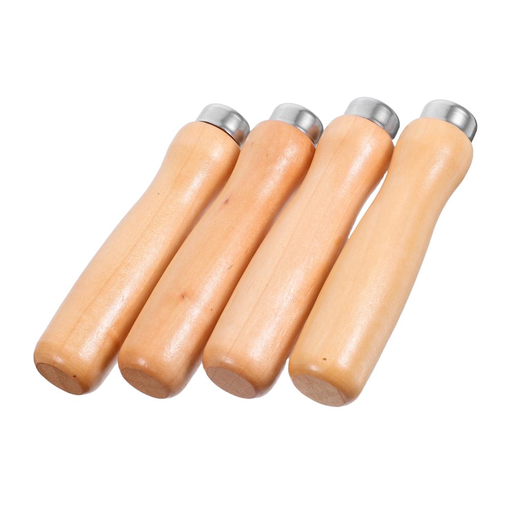 WHAMVOX 4-Piece File Handle Set, 4 mm Ergonomic Wooden Handles with Comfortable Grip