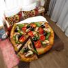 PUOJIEAT Pizza 3D Bedding Set, 200 x 200 cm, Soft Microfiber Duvet Cover with 2 Pillowcases view 2