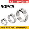 ByNGSDCC Hose Clamps, 50-Piece Single-Ear Hose Clamp Set, 5.342 mm, 304 Stainless Steel, 15.3–18.5 mm view 2