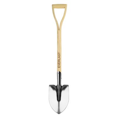 HARFINGTON Stainless Steel Round Garden Shovel with Wooden Handle, 33.5 x 6.7 in
