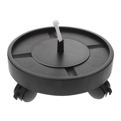 Round Plant Stand with Wheels, Black Plastic, for Flower Pots