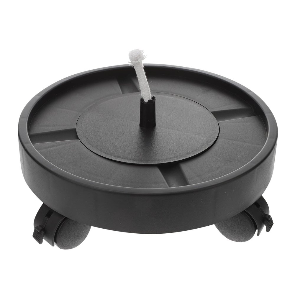 Round Plant Stand with Wheels, Black Plastic, for Flower Pots