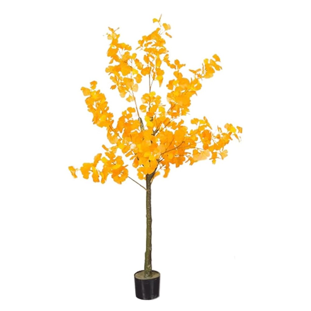 CWCQGH Artificial Plant, 140 cm, Realistic Yellow Ginkgo Tree