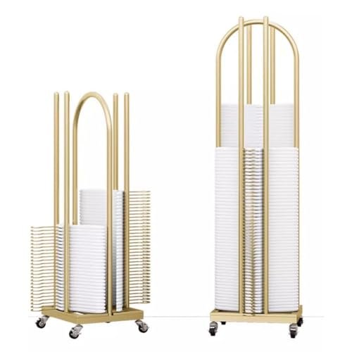 Metal Clothes Hanger Storage Organizer with Casters, Gold, 130 x 30 x 35 cm