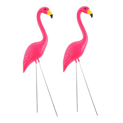 UKCOCO 2-Piece Pink Flamingo Garden Stakes, HDPE