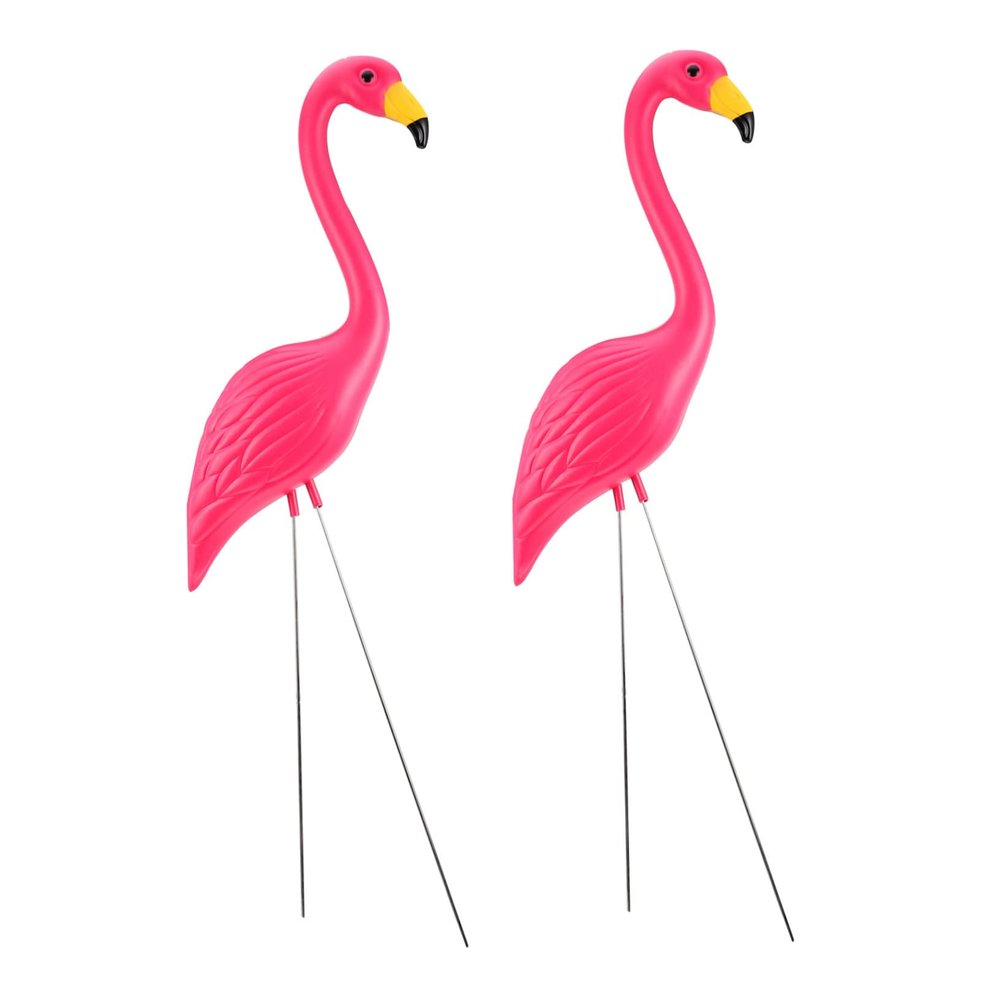 UKCOCO 2-Piece Pink Flamingo Garden Stakes, HDPE