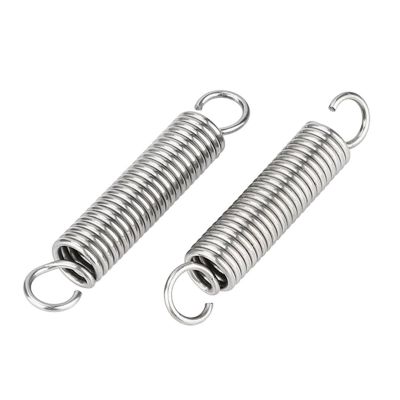 Extension Spring, 1.3 mm x 10 mm x 70 mm, Stainless Steel, Open Double-Hook, 2-Pack