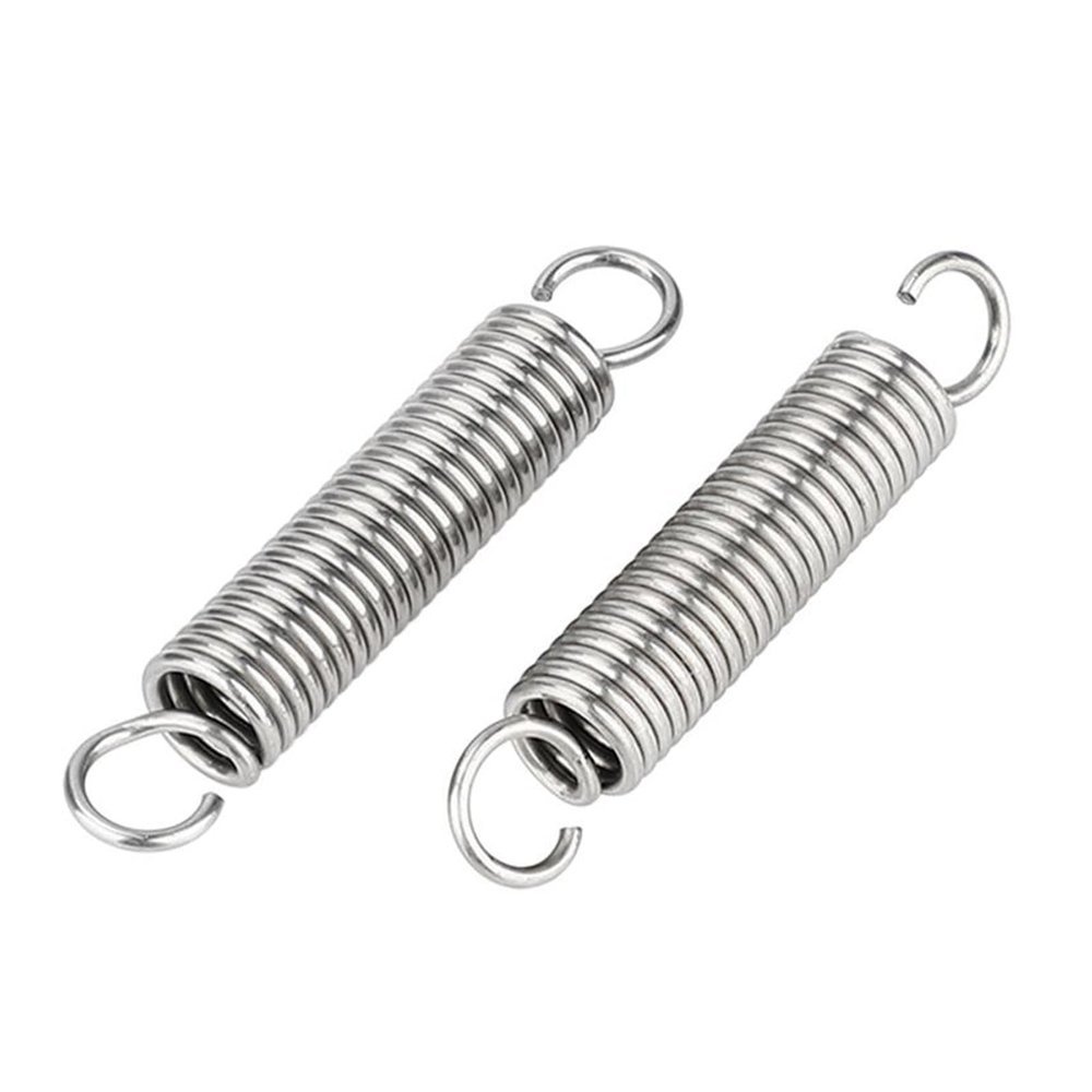 Extension Spring, 1.3 mm x 10 mm x 70 mm, Stainless Steel, Open Double-Hook, 2-Pack